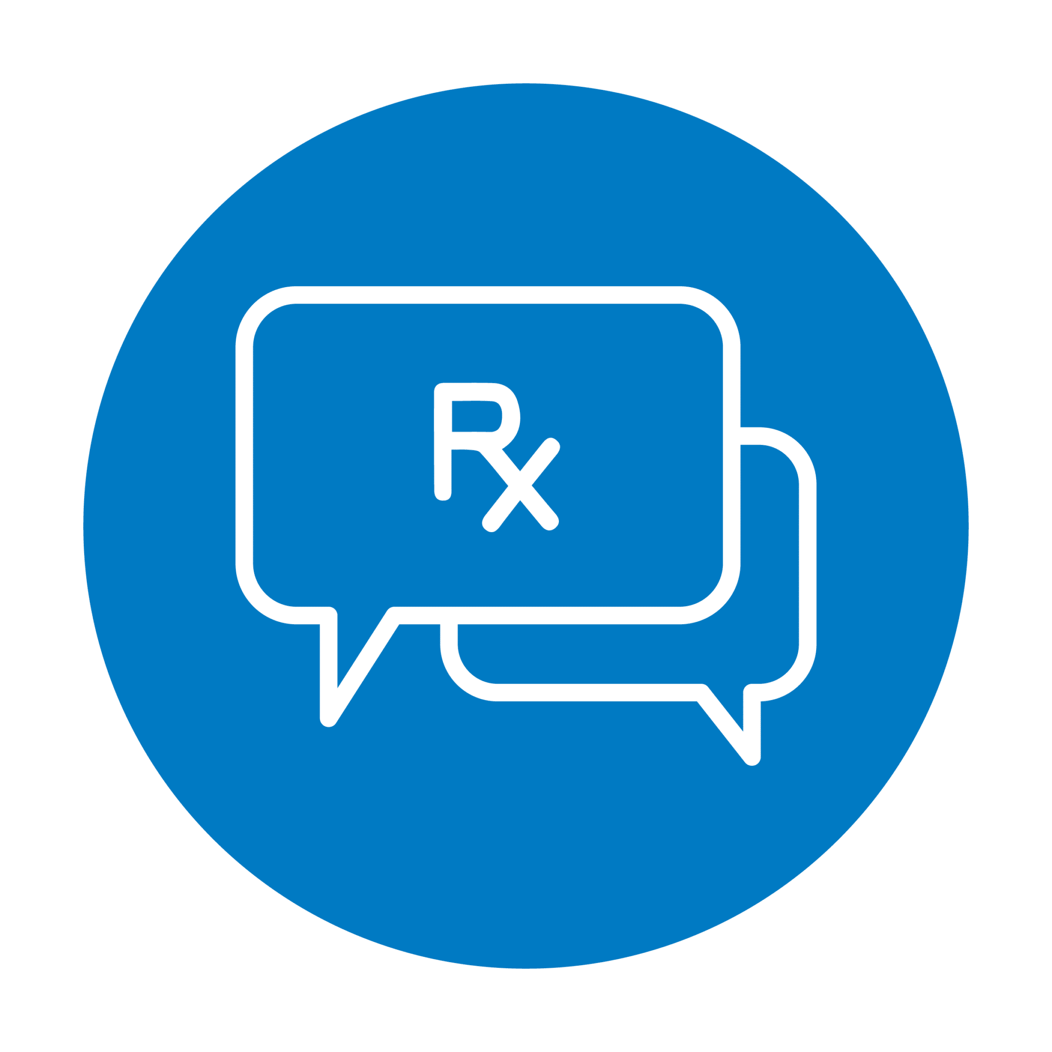Prescription chat icon on blue background