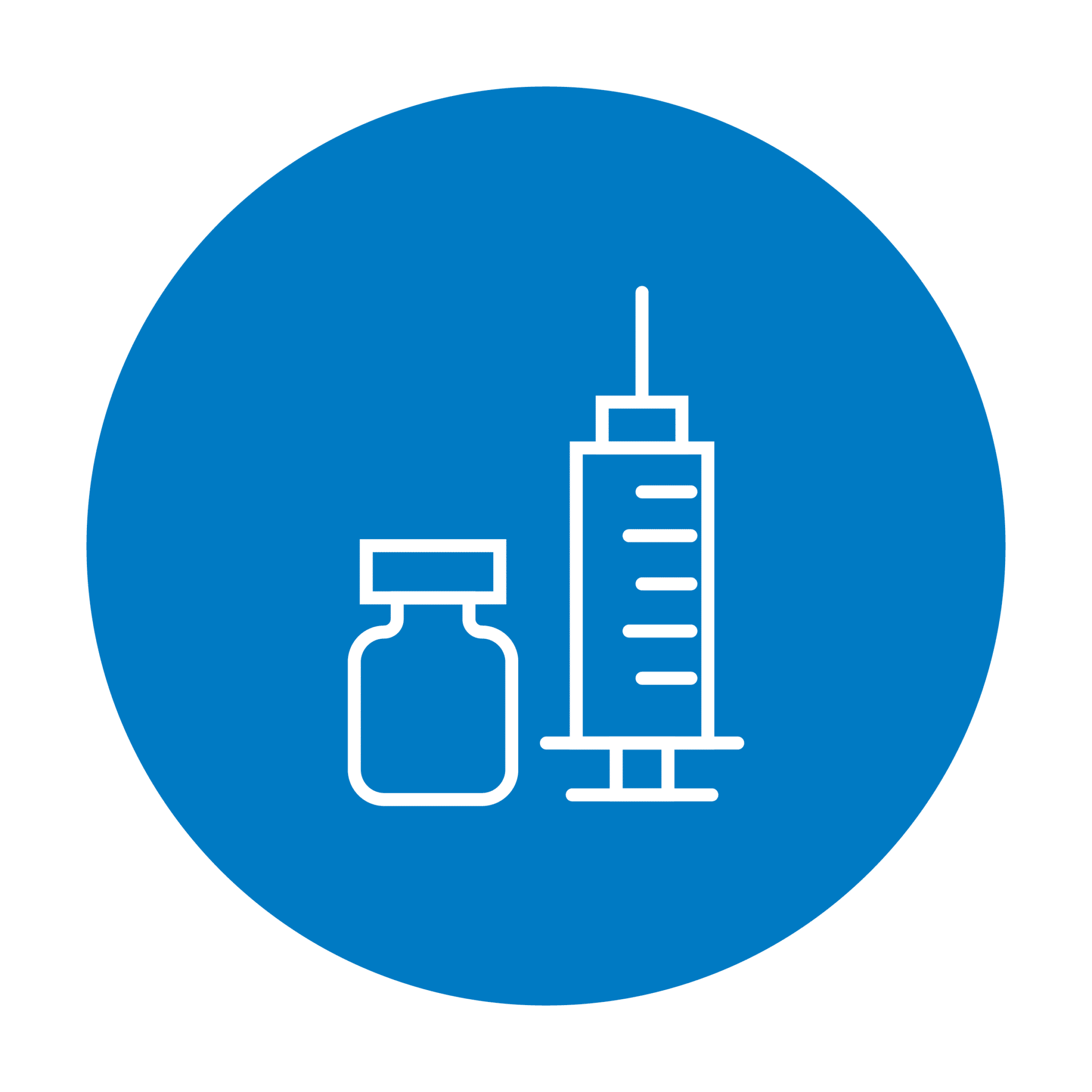 Syringe and vial icon for vaccination.