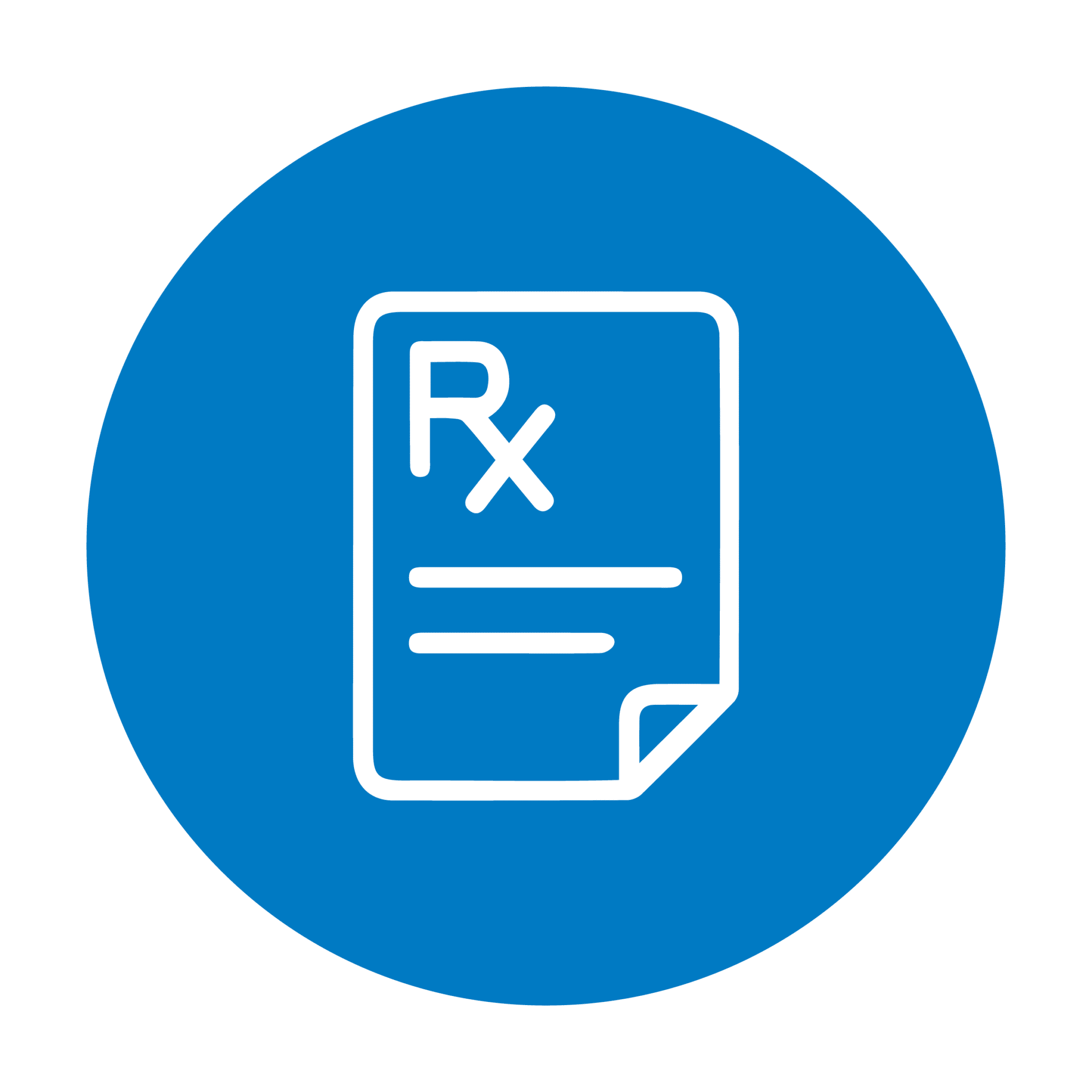 Prescription icon on blue background