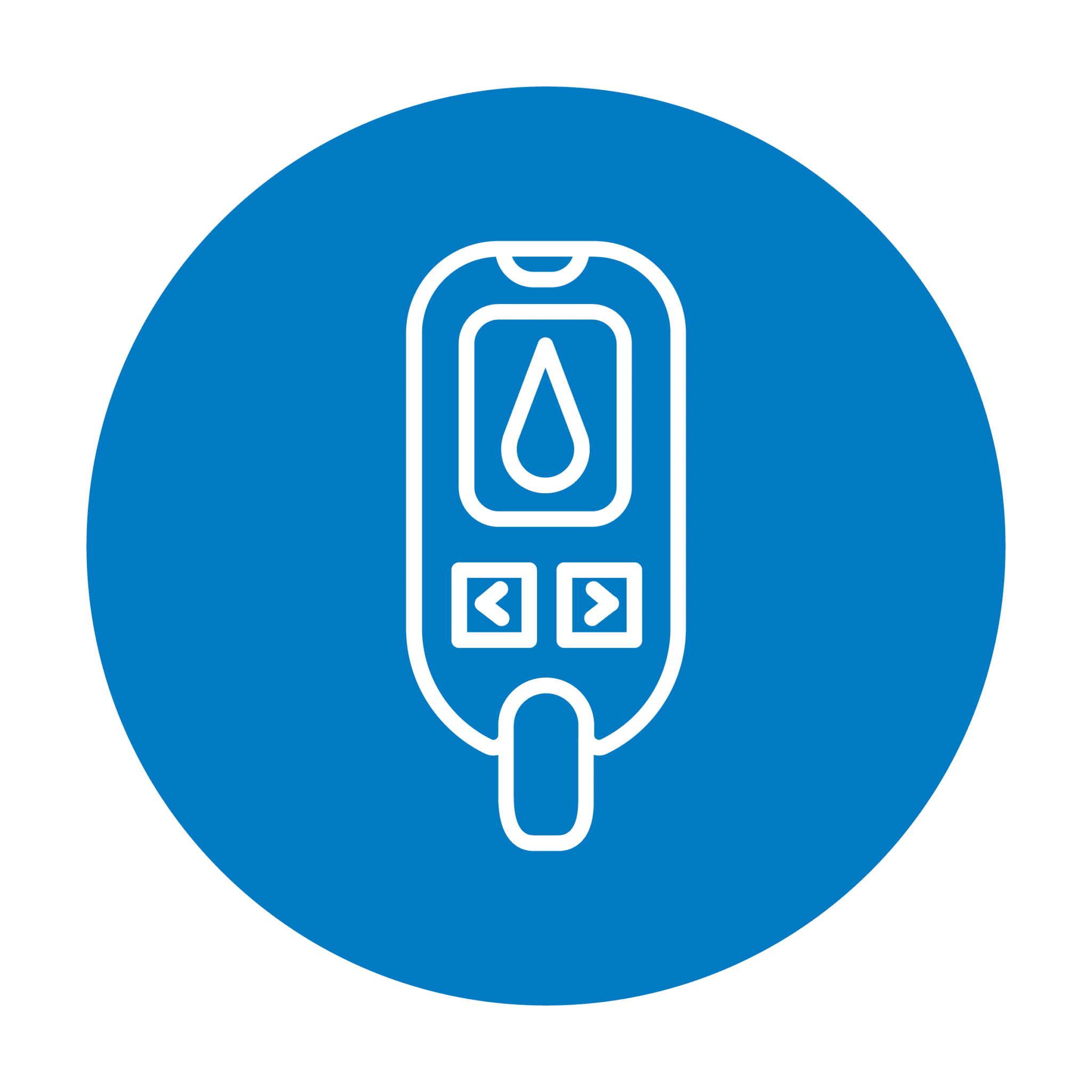 Glucose meter icon in blue circle