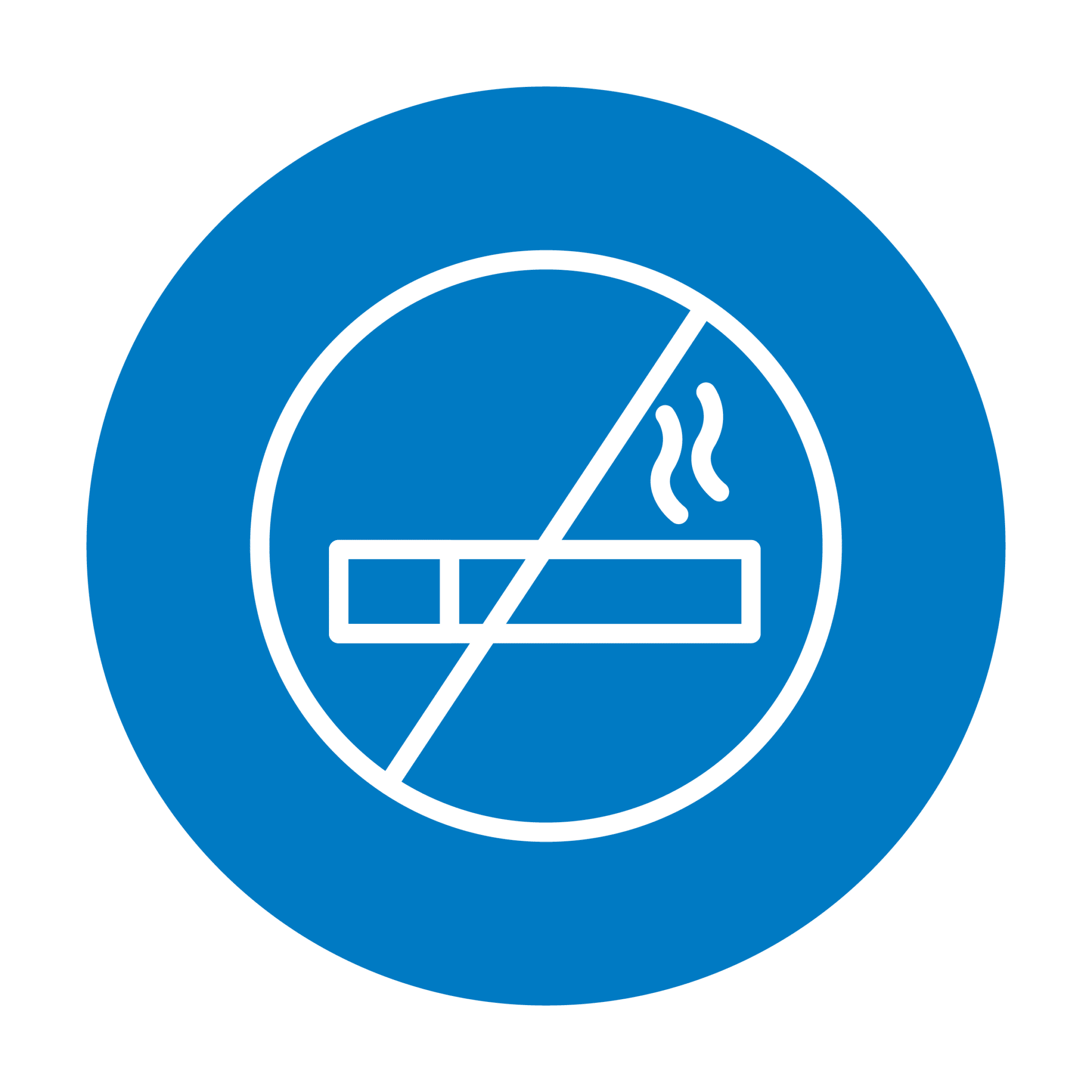 No smoking sign with blue background.
